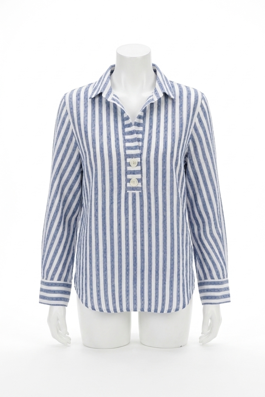 NEW J'ENVIE/ELI the first class tunic top in indigo/sand